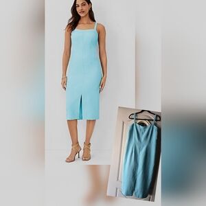 Ann Taylor Aqua Sweetheart Neckline Midi Dress - Size 12 NWT